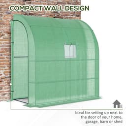 image-Walk-In Lean to Wall Greenhouse Window&Door 200Lx 100W x 215Hcm Green Outsunny