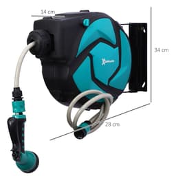 image-10M Water Hose Reel Compact Garden Car Locking Auto Retract Spray Durhand