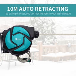 image-10M Water Hose Reel Compact Garden Car Locking Auto Retract Spray Durhand