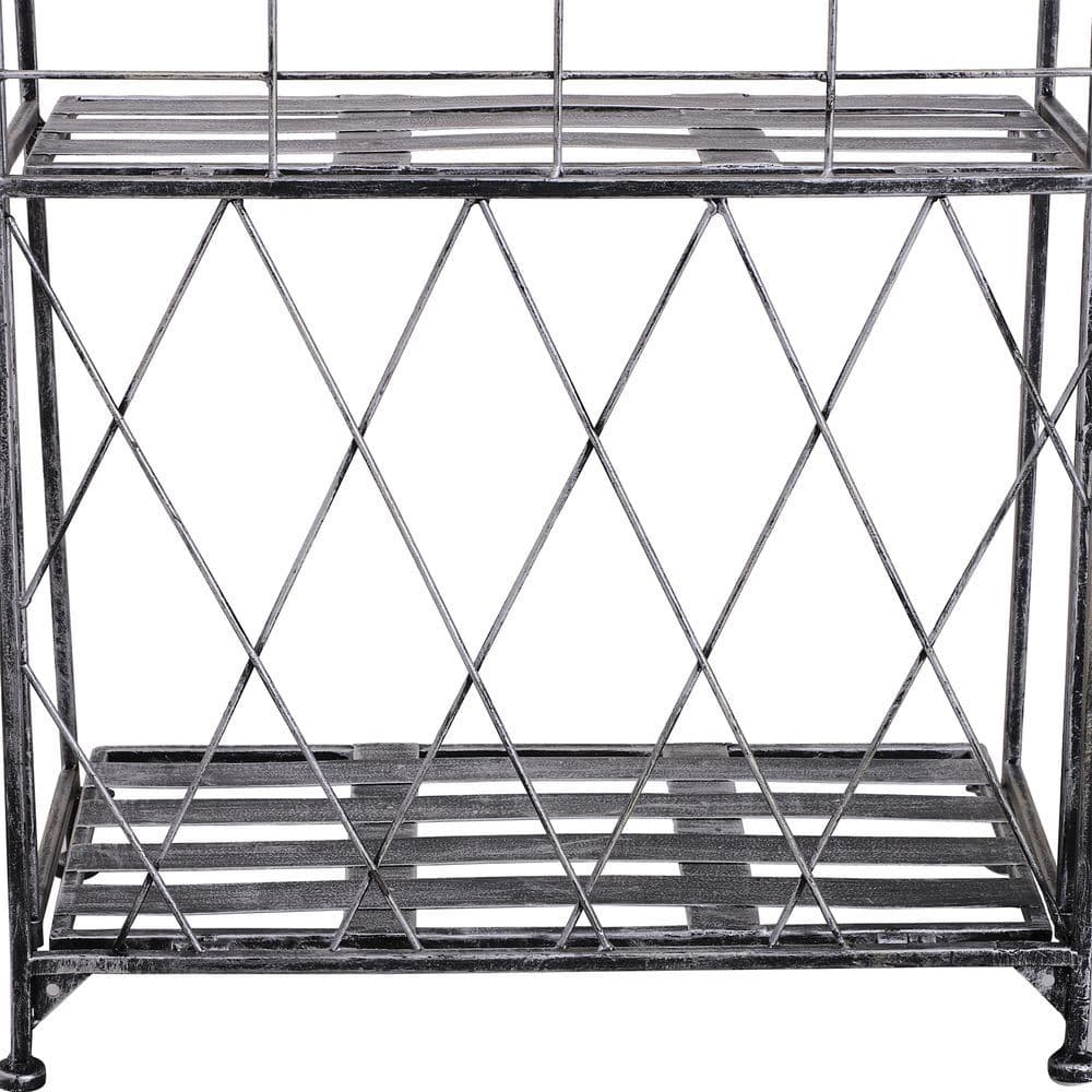 image-Outsunny 3-Tier Metal Folding Plant Stand Display Rack Bookshelf Unit Outdoor