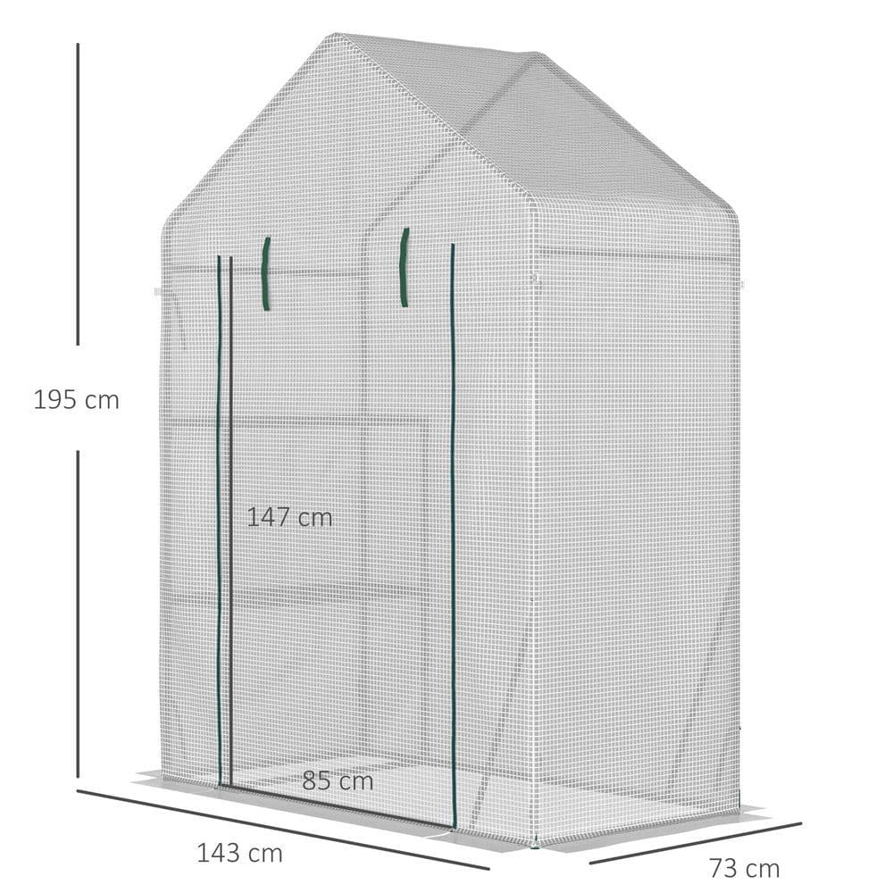 image-Greenhouse for Outdoor, Portable Gardening Plant Grow House w/ Shelf Outsunny