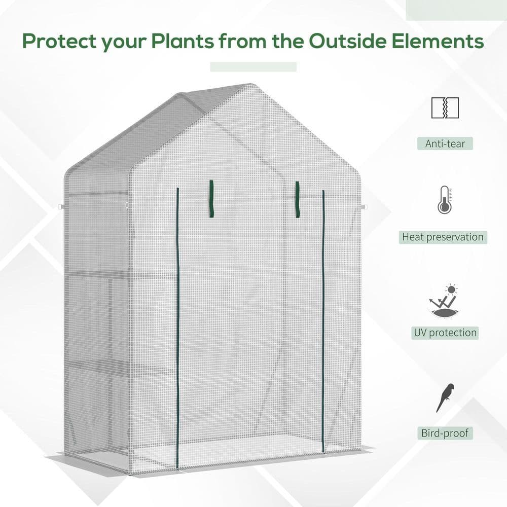 image-Greenhouse for Outdoor, Portable Gardening Plant Grow House w/ Shelf Outsunny