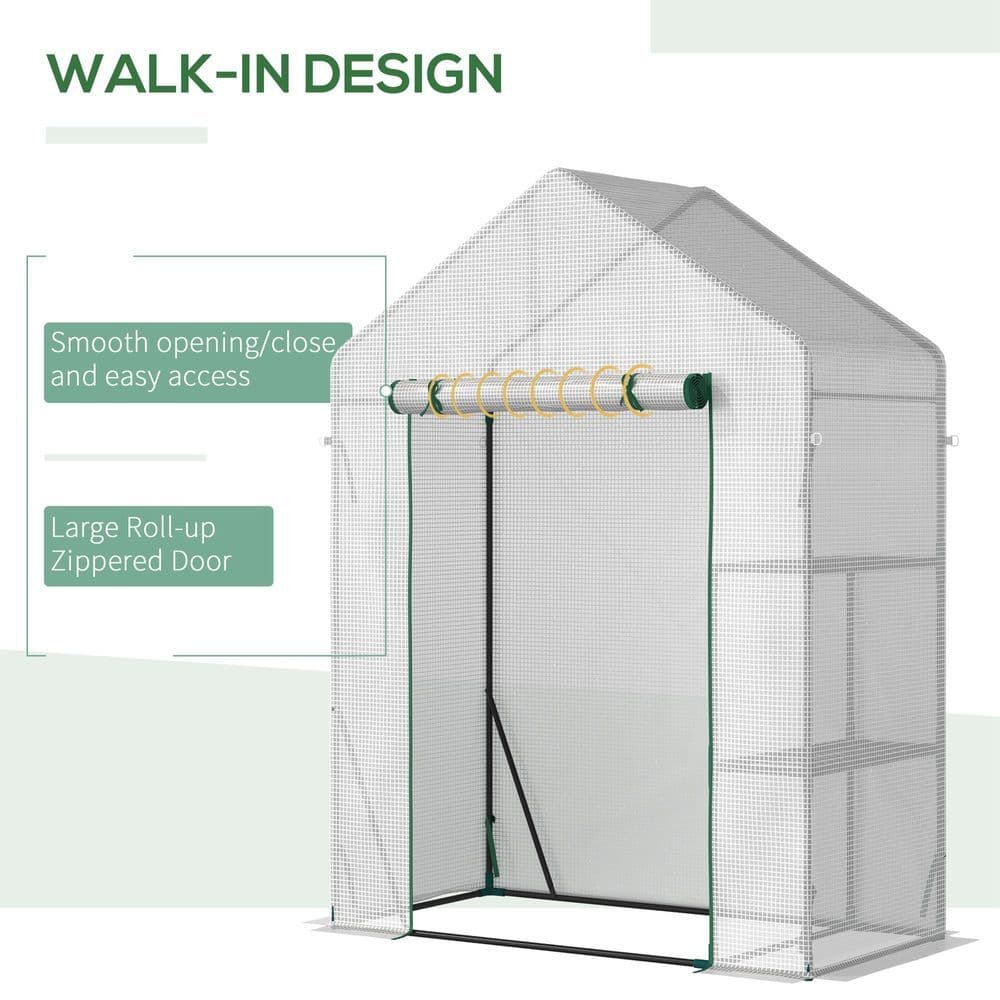 image-Greenhouse for Outdoor, Portable Gardening Plant Grow House w/ Shelf Outsunny