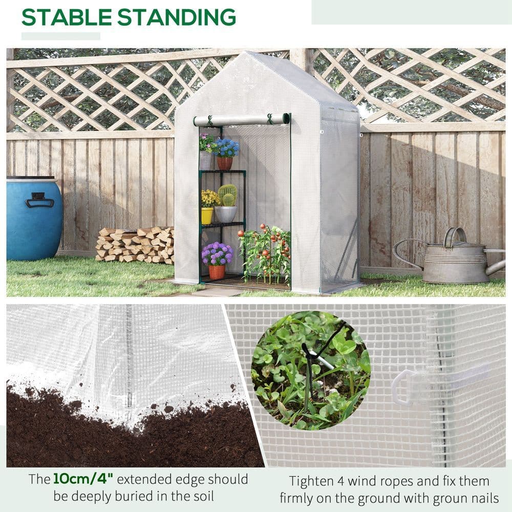 image-Greenhouse for Outdoor, Portable Gardening Plant Grow House w/ Shelf Outsunny