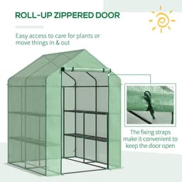 image-Walk in Garden Greenhouse Outdoor Grow House Shelves, 143x138x190cm Outsunny