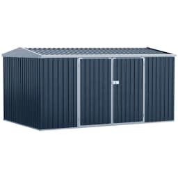 image-Outdoor Garden Storage Shed Steel Tool Storage Box for Backyard Grey Outsunny