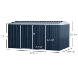 image-Outdoor Garden Storage Shed Steel Tool Storage Box for Backyard Grey Outsunny