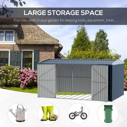image-Outdoor Garden Storage Shed Steel Tool Storage Box for Backyard Grey Outsunny