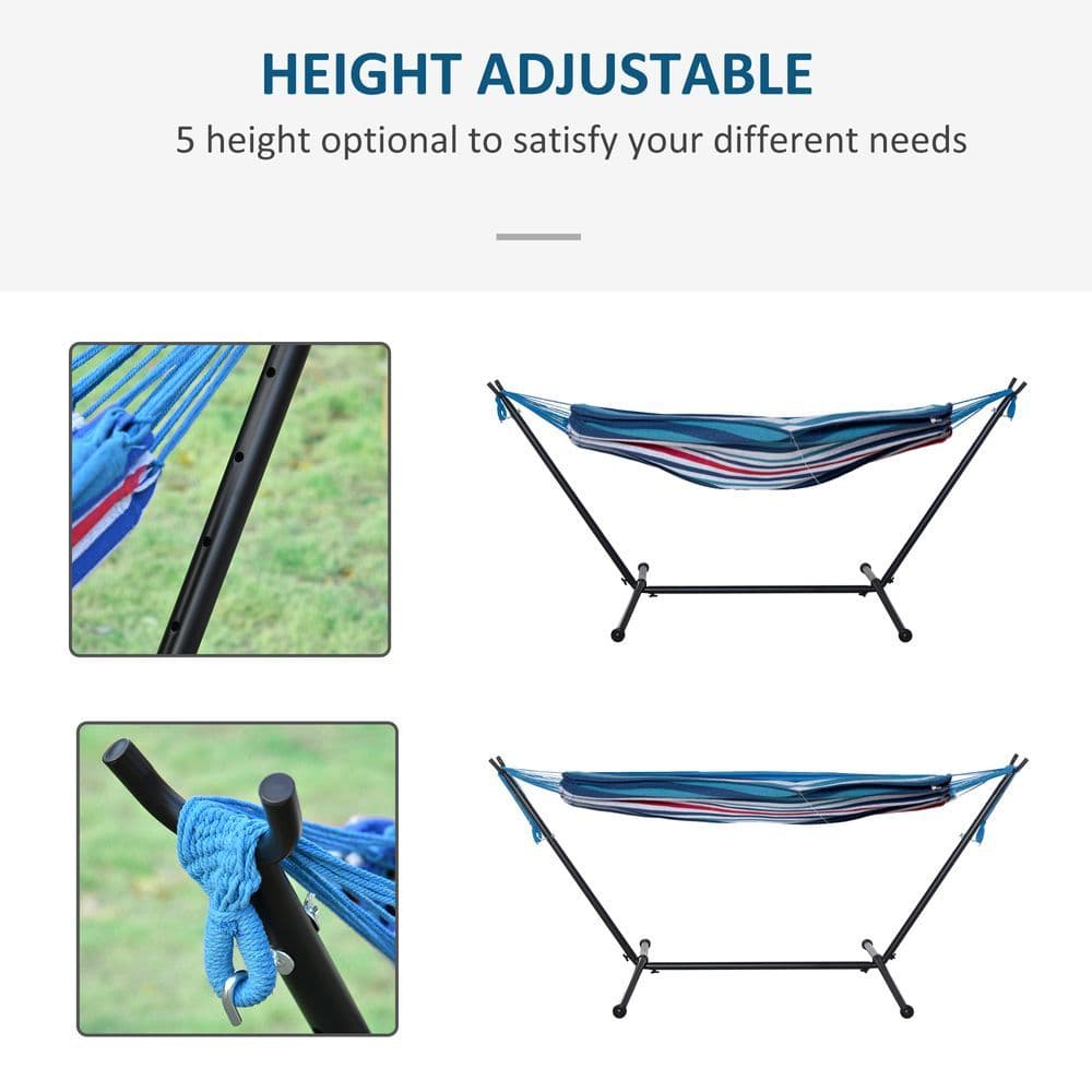 image-294 x 117cm Hammock with Metal Stand Portable Carrying Bag 120kg White Stripe