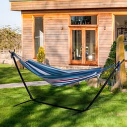 image-294 x 117cm Hammock with Metal Stand Portable Carrying Bag 120kg White Stripe