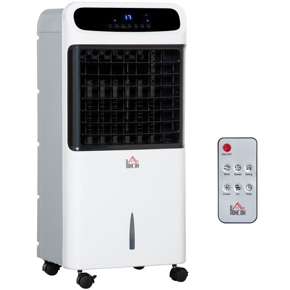 image-Mobile Air Cooler, Evaporative Anion Ice Cooling Fan Humidifier Unit HOMCOM