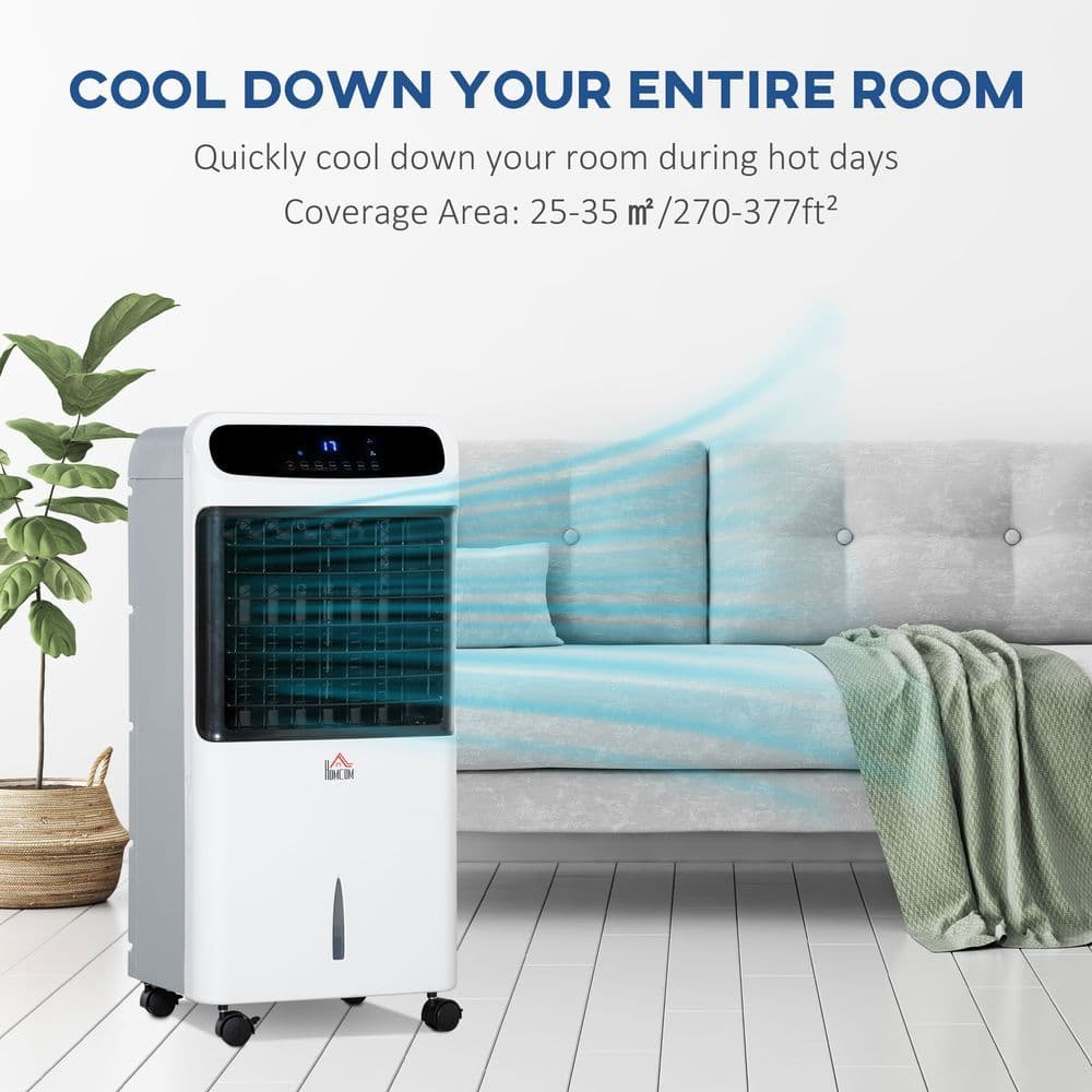 image-Mobile Air Cooler, Evaporative Anion Ice Cooling Fan Humidifier Unit HOMCOM
