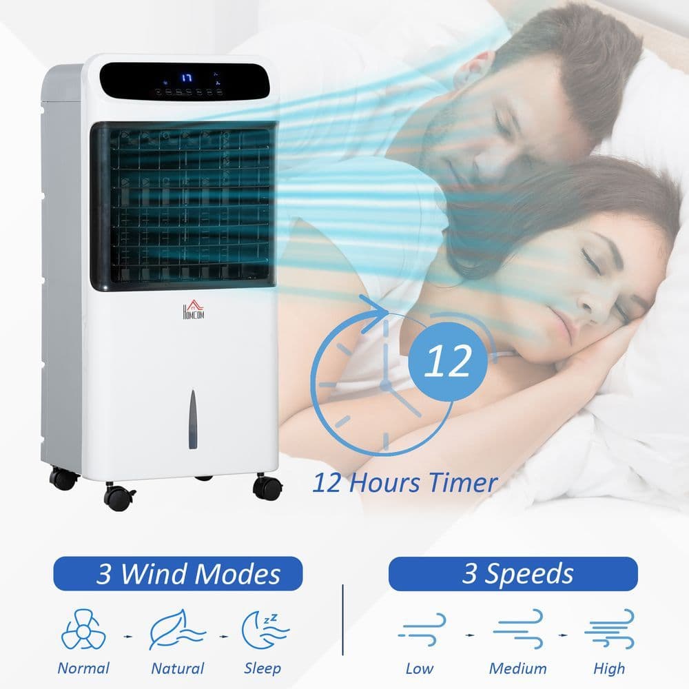 image-Mobile Air Cooler, Evaporative Anion Ice Cooling Fan Humidifier Unit HOMCOM