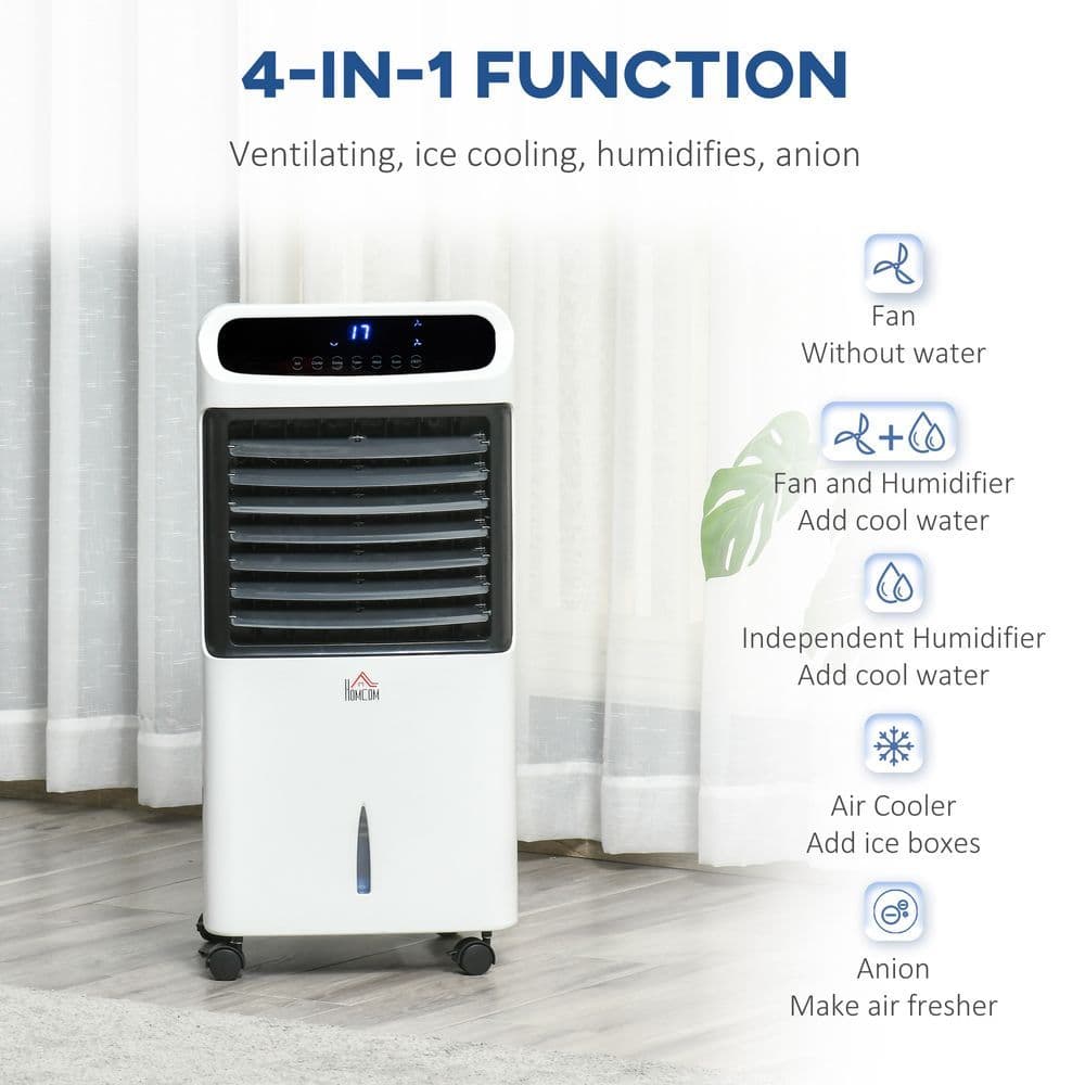 image-Mobile Air Cooler, Evaporative Anion Ice Cooling Fan Humidifier Unit HOMCOM