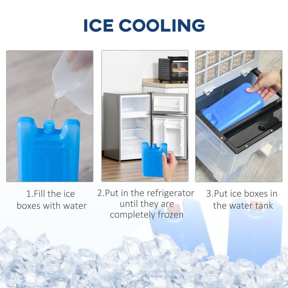 image-Mobile Air Cooler, Evaporative Anion Ice Cooling Fan Humidifier Unit HOMCOM