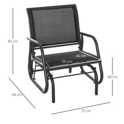 image-Outdoor Gliding Swing Chair Garden Seat w/ Mesh Seat Curved Back Steel Frame