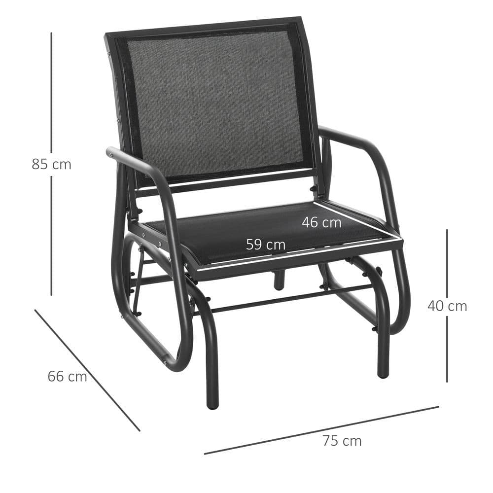 image-Outdoor Gliding Swing Chair Garden Seat w/ Mesh Seat Curved Back Steel Frame