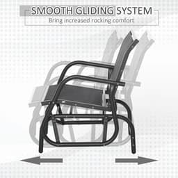 image-Outdoor Gliding Swing Chair Garden Seat w/ Mesh Seat Curved Back Steel Frame