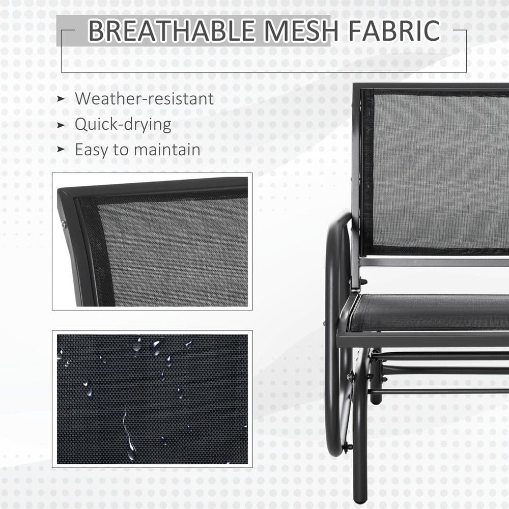 image-Outdoor Gliding Swing Chair Garden Seat w/ Mesh Seat Curved Back Steel Frame