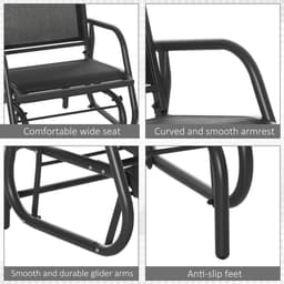 image-Outdoor Gliding Swing Chair Garden Seat w/ Mesh Seat Curved Back Steel Frame