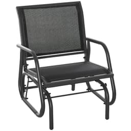 image-Outdoor Gliding Swing Chair Garden Seat w/ Mesh Seat Curved Back Steel Frame