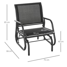 image-Outdoor Gliding Swing Chair Garden Seat w/ Mesh Seat Curved Back Steel Frame