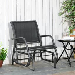 image-Outdoor Gliding Swing Chair Garden Seat w/ Mesh Seat Curved Back Steel Frame