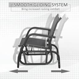 image-Outdoor Gliding Swing Chair Garden Seat w/ Mesh Seat Curved Back Steel Frame
