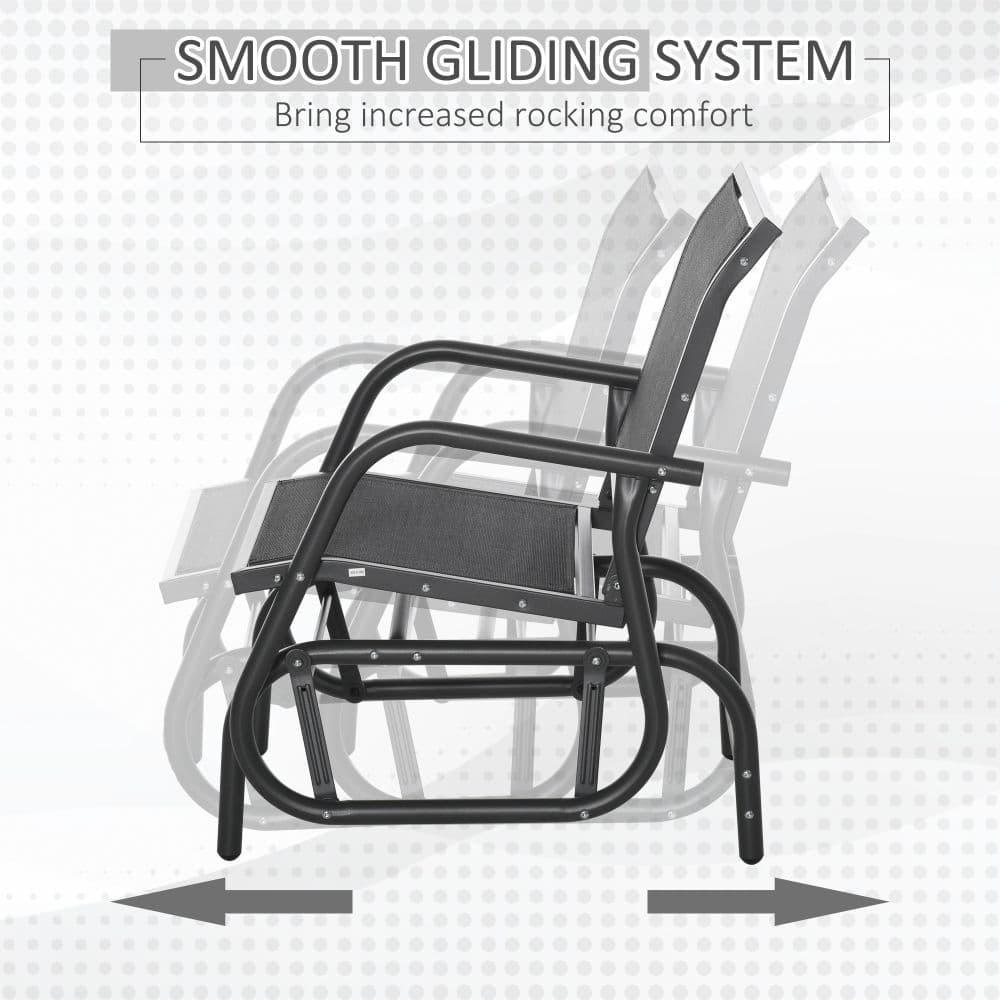 image-Outdoor Gliding Swing Chair Garden Seat w/ Mesh Seat Curved Back Steel Frame