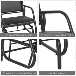 image-Outdoor Gliding Swing Chair Garden Seat w/ Mesh Seat Curved Back Steel Frame