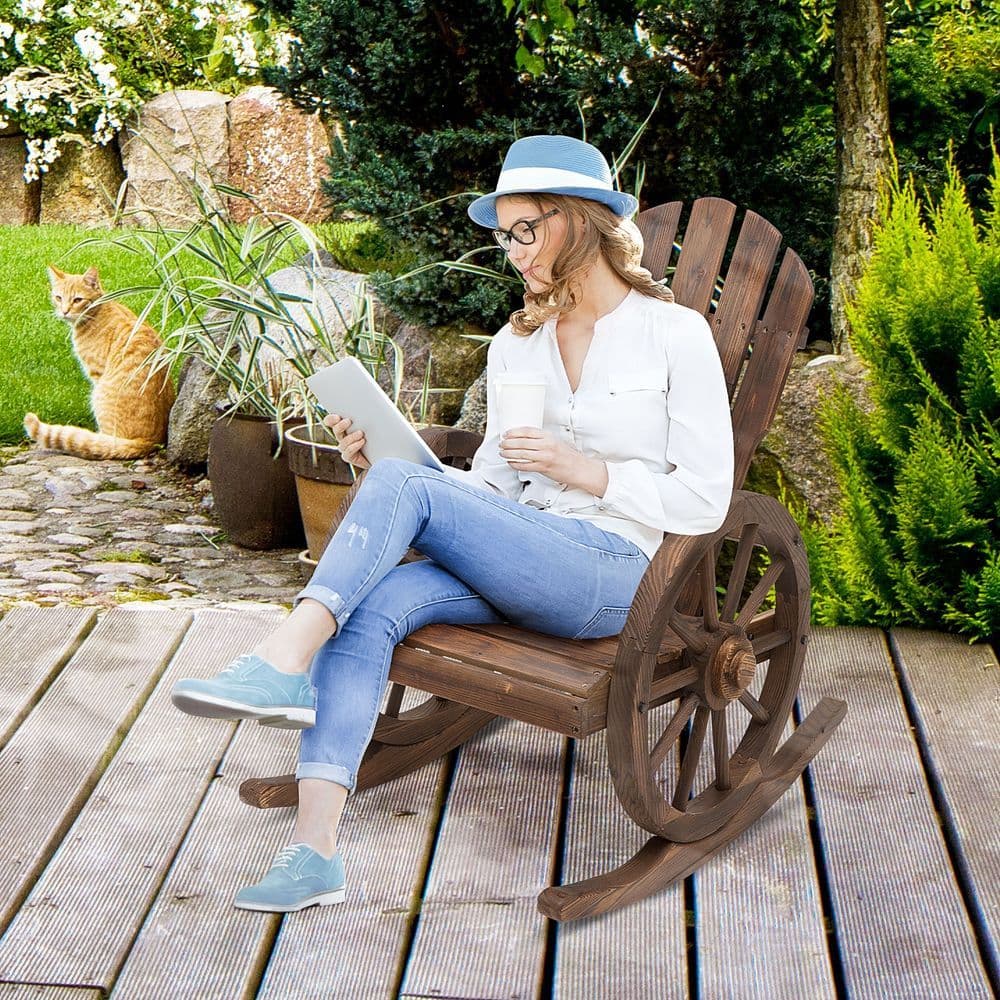 image-Adirondack Rocking Chair Porch Poolside Garden Lounging Outsunny