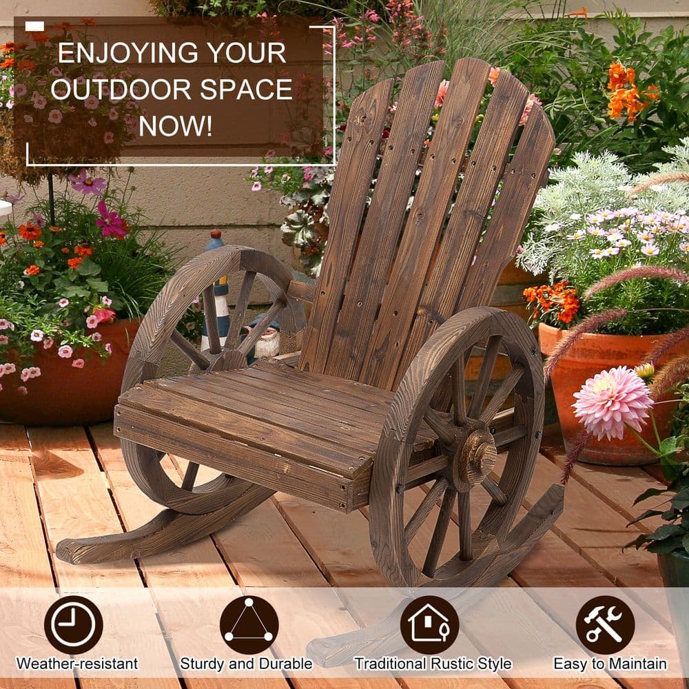 image-Adirondack Rocking Chair Porch Poolside Garden Lounging Outsunny