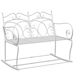 image-2-seat Rocking Chair Patio Bench Armrest Metal Outdoor Park Decorative Antique