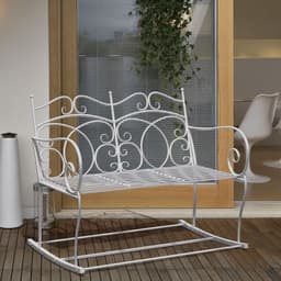 image-2-seat Rocking Chair Patio Bench Armrest Metal Outdoor Park Decorative Antique