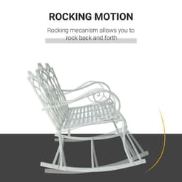image-2-seat Rocking Chair Patio Bench Armrest Metal Outdoor Park Decorative Antique