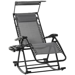 image-Folding Recliner Chair Outdoor Lounge Rocker Zero-Gravity Seat, Grey