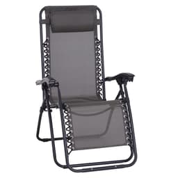 image-Metal Frame Zero Gravity Lounger w/ Head Pillow for Patio Decking Outsunny