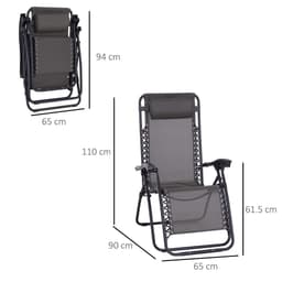 image-Metal Frame Zero Gravity Lounger w/ Head Pillow for Patio Decking Outsunny