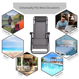 image-Metal Frame Zero Gravity Lounger w/ Head Pillow for Patio Decking Outsunny