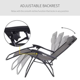 image-Metal Frame Zero Gravity Lounger w/ Head Pillow for Patio Decking Outsunny