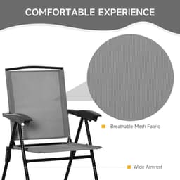 image-Patio Bistro Set Folding Chairs Garden Coffee Table for Balcony Grey Outsunny