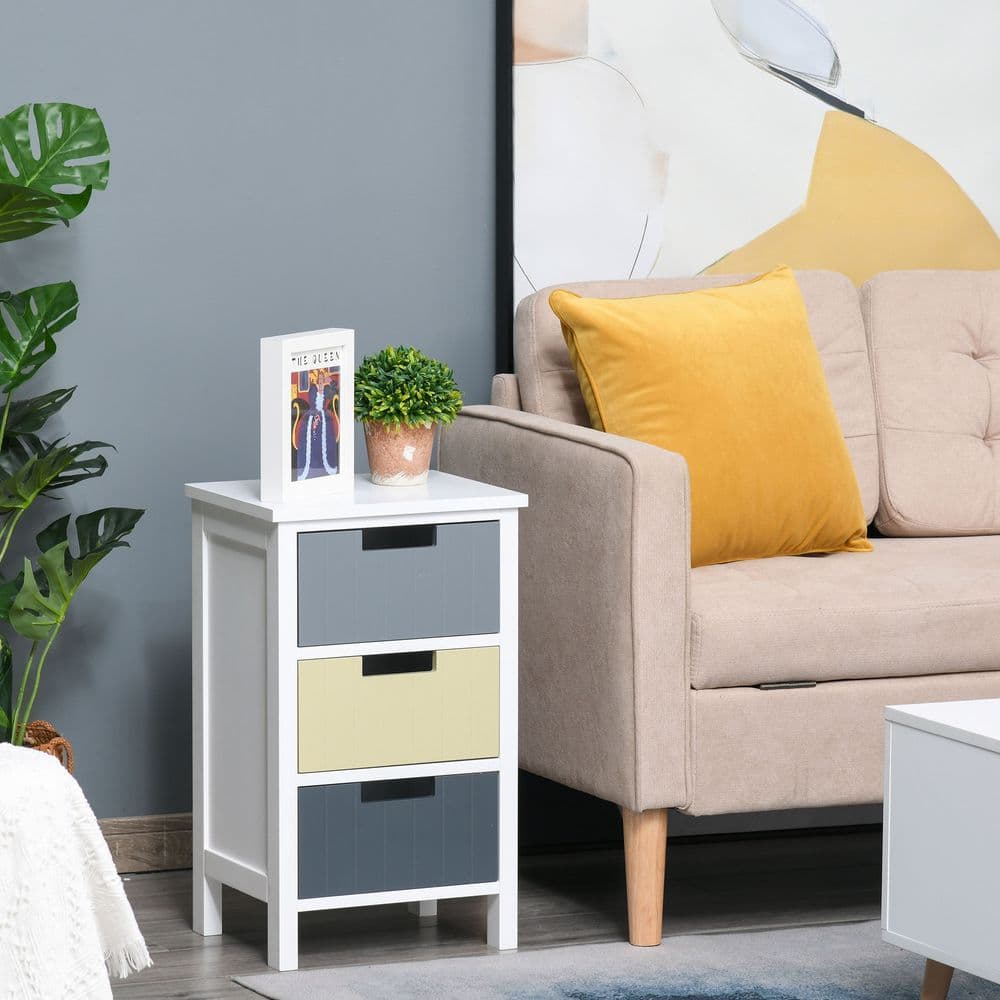image-3 Drawer Colourful Storage Cabinet Tower Dresser Chest Organiser Home