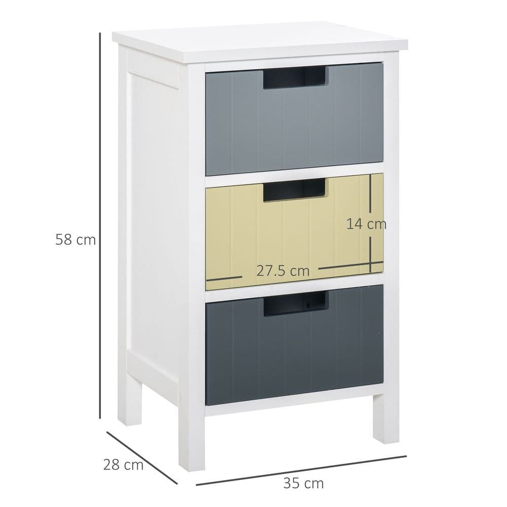 image-3 Drawer Colourful Storage Cabinet Tower Dresser Chest Organiser Home