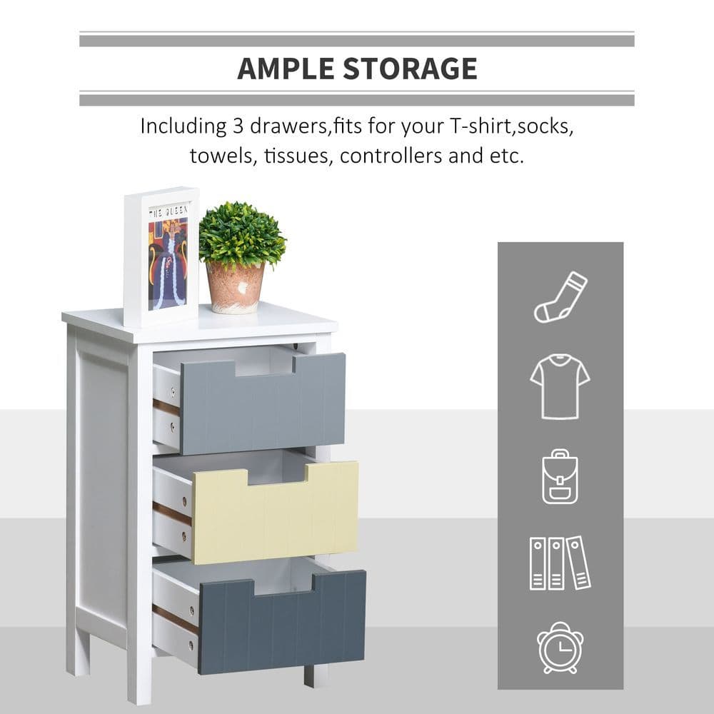 image-3 Drawer Colourful Storage Cabinet Tower Dresser Chest Organiser Home