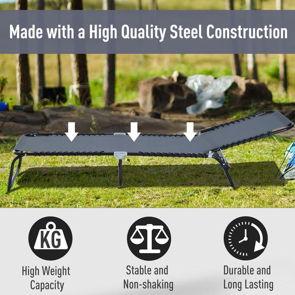 image-Foldable Sun Lounger Deck Beach Reclining Seat Bed Garden Chair Outsunny