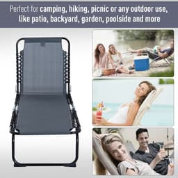 image-Foldable Sun Lounger Deck Beach Reclining Seat Bed Garden Chair Outsunny