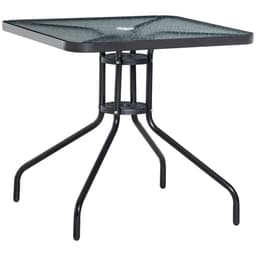 image-Square Patio Table, Tempered Glass Top Garden Dining Table 76 x 76cm Outsunny