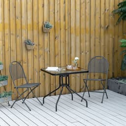 image-Square Patio Table, Tempered Glass Top Garden Dining Table 76 x 76cm Outsunny