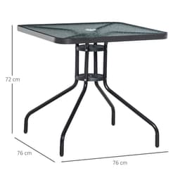 image-Square Patio Table, Tempered Glass Top Garden Dining Table 76 x 76cm Outsunny