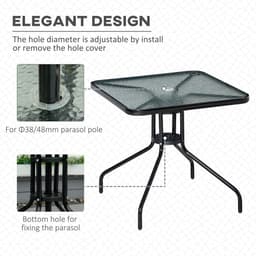 image-Square Patio Table, Tempered Glass Top Garden Dining Table 76 x 76cm Outsunny